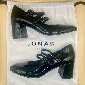 Black Patent Leather Jonak Paris Mary Jane Shoes Size 40